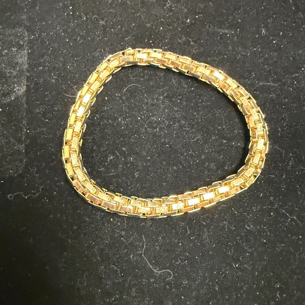 Gold Tone Chunky Box Chain Bracelet Polished Venetian Link Statement Jewelry